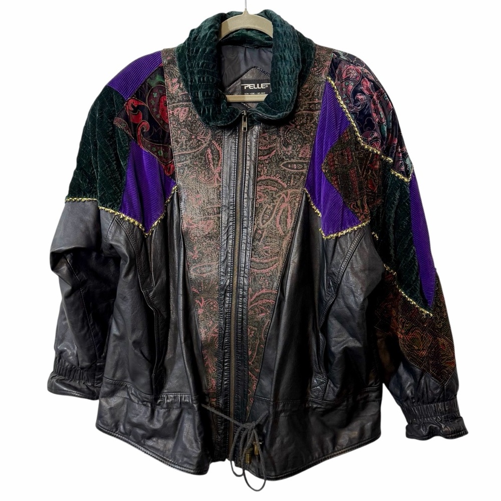 Vintage Pelle Women's Black Mixed Media Leather Jacket
